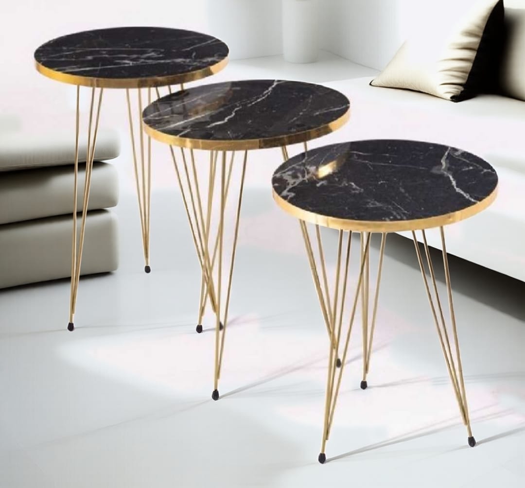 Modern High-Gloss Nesting Coffee Tables – Set of 3 (Five Unique Shapes) | Treasure's Decor