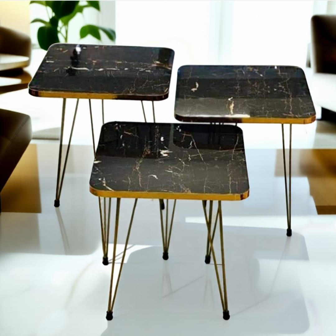 Modern High-Gloss Nesting Coffee Tables – Set of 3 (Five Unique Shapes) | Treasure's Decor