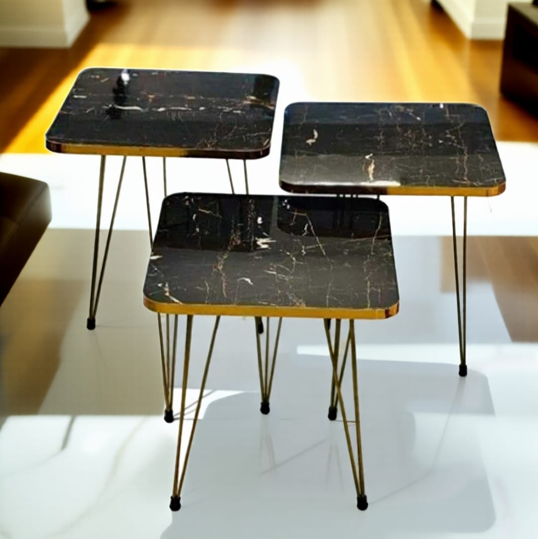 Modern High-Gloss Nesting Coffee Tables – Set of 3 (Five Unique Shapes) | Treasure's Decor