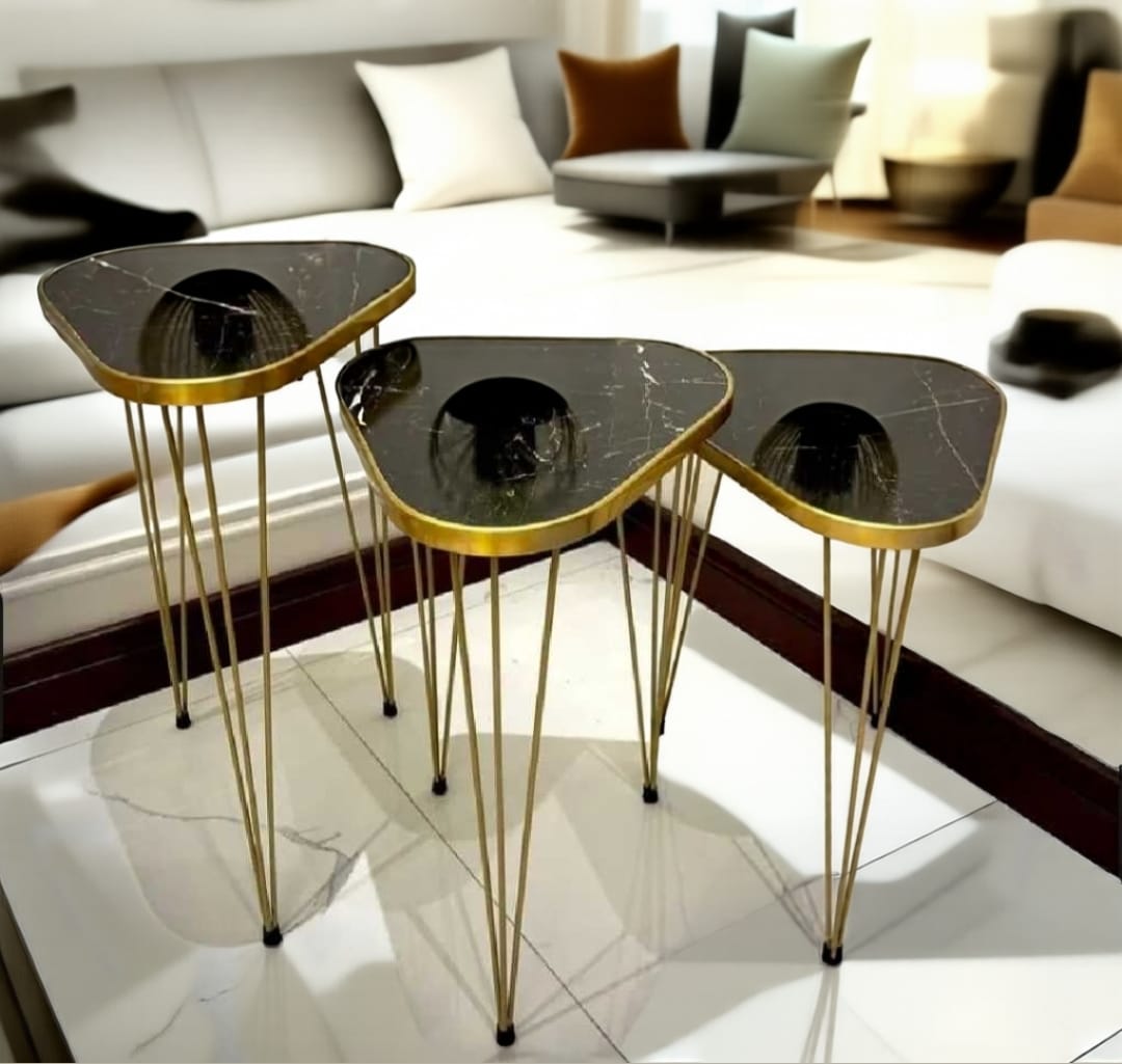 Modern High-Gloss Nesting Coffee Tables – Set of 3 (Five Unique Shapes) | Treasure's Decor