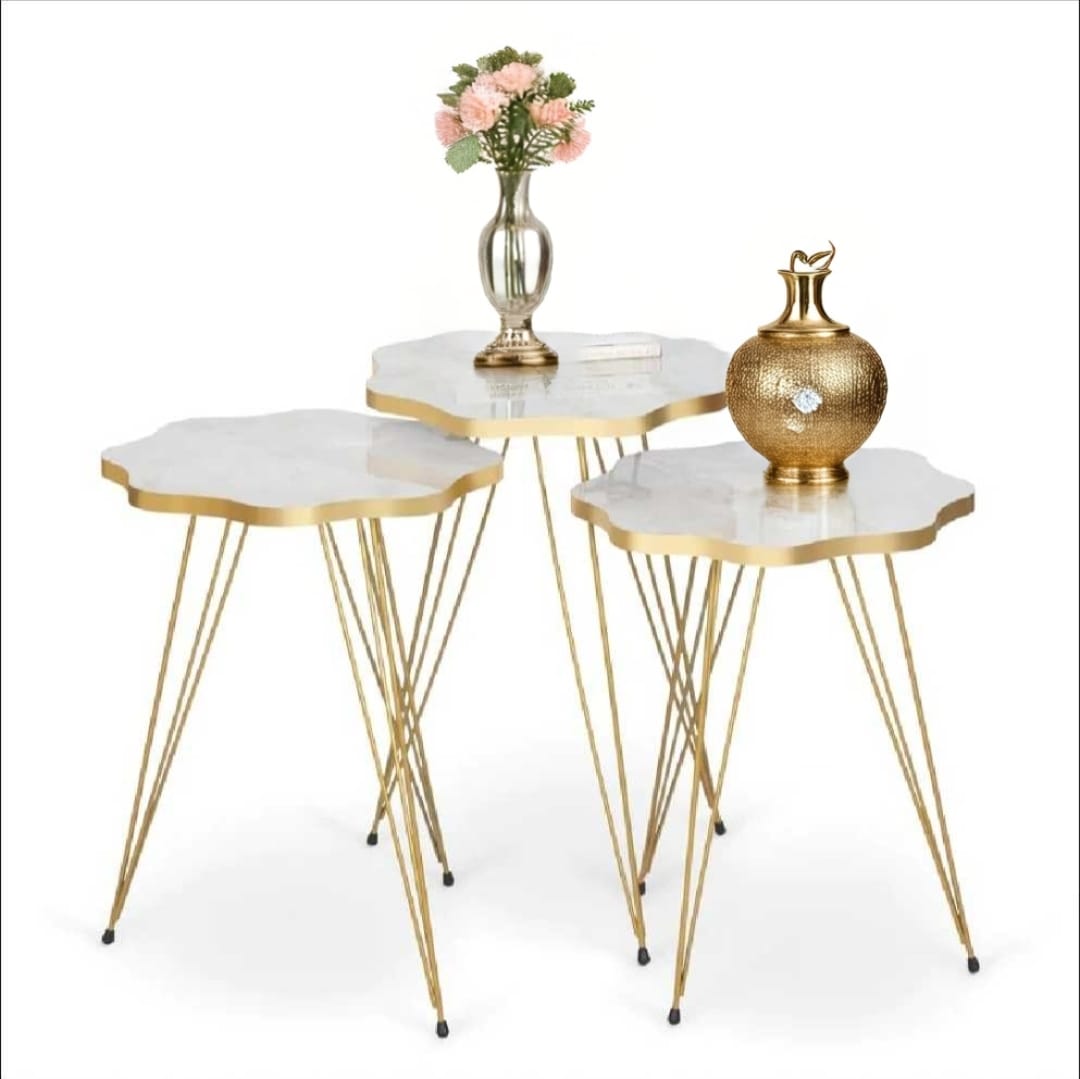 Modern High-Gloss Nesting Coffee Tables – Set of 3 (Five Unique Shapes) | Treasure's Decor