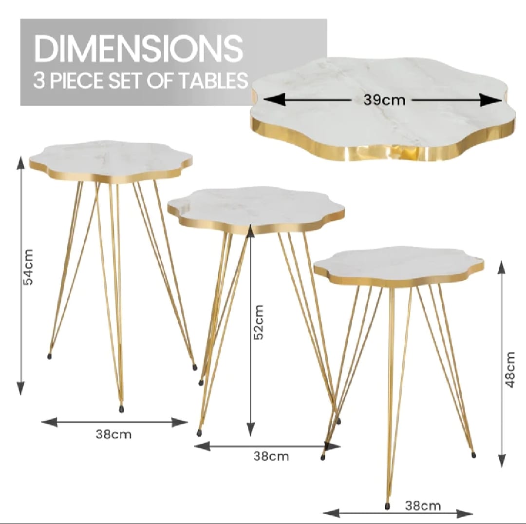 Modern High-Gloss Nesting Coffee Tables – Set of 3 (Five Unique Shapes) | Treasure's Decor