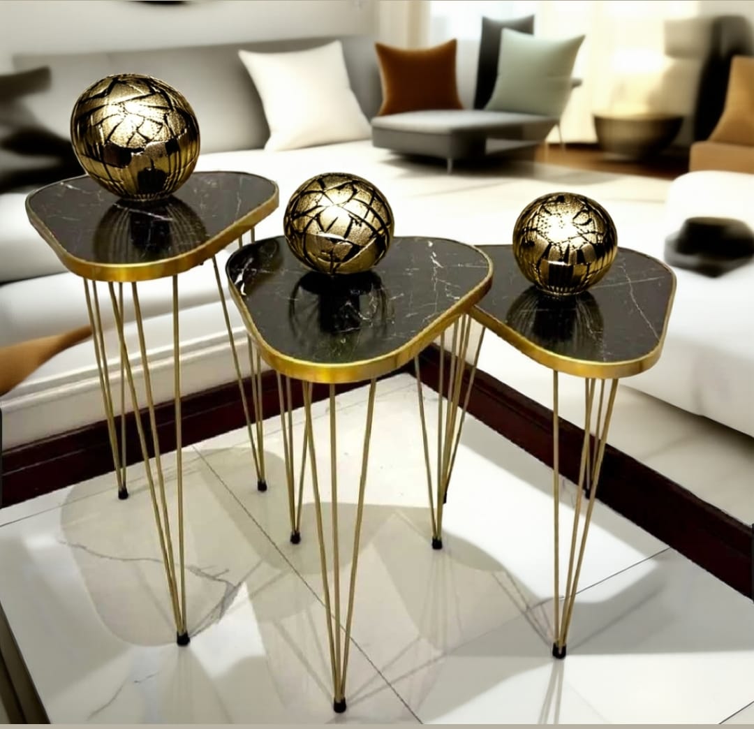 Modern High-Gloss Nesting Coffee Tables – Set of 3 (Five Unique Shapes) | Treasure's Decor