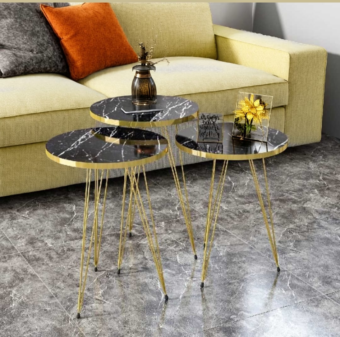 Modern High-Gloss Nesting Coffee Tables – Set of 3 (Five Unique Shapes) | Treasure's Decor