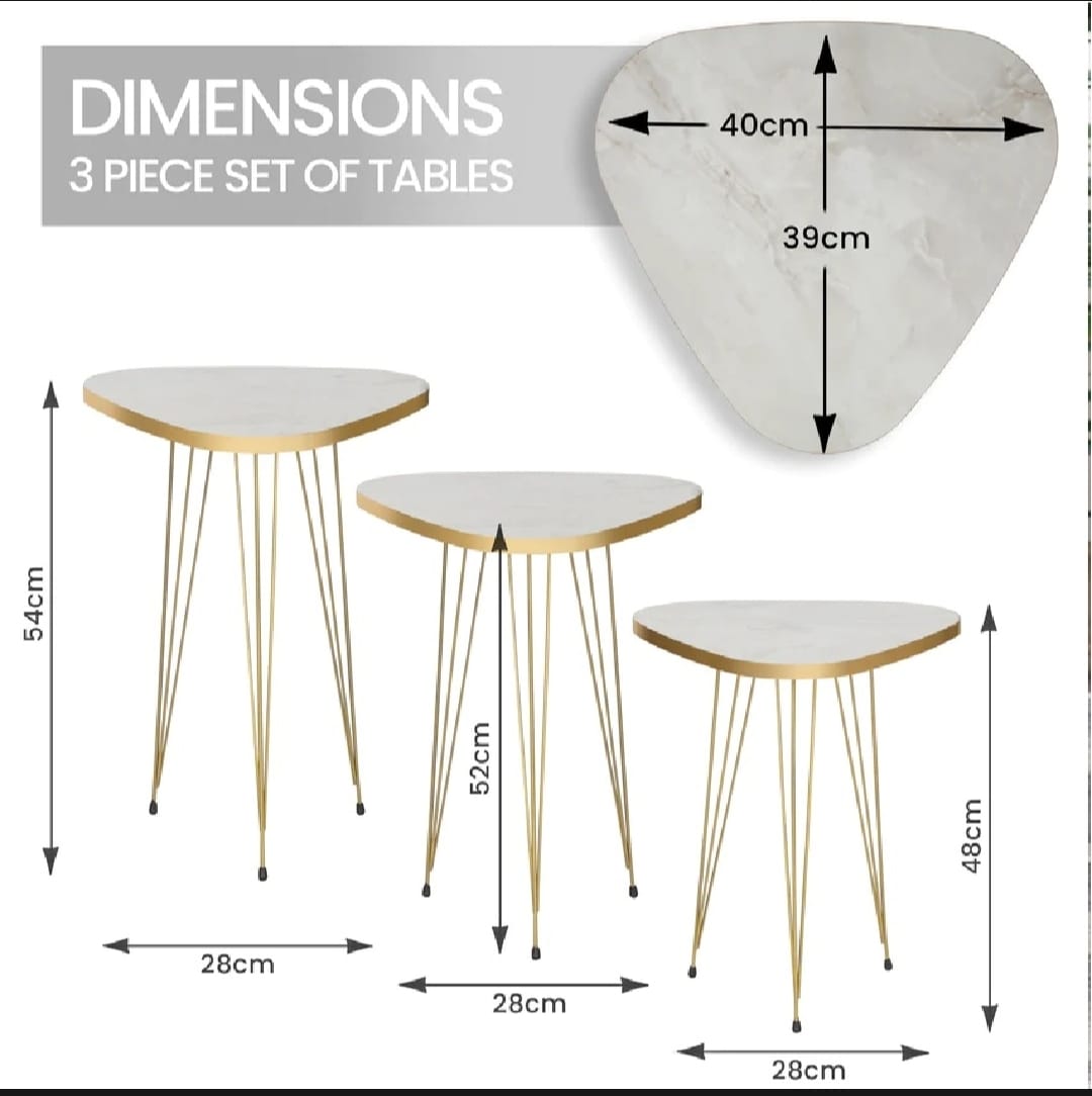 Modern High-Gloss Nesting Coffee Tables – Set of 3 (Five Unique Shapes) | Treasure's Decor