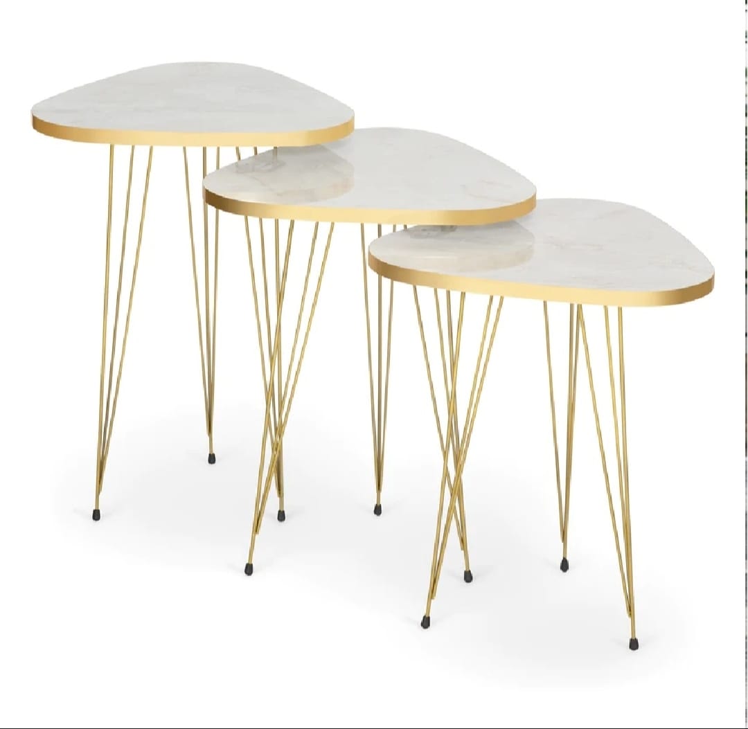 Modern High-Gloss Nesting Coffee Tables – Set of 3 (Five Unique Shapes) | Treasure's Decor