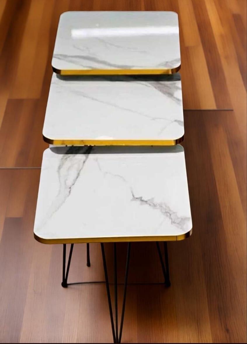 Modern High-Gloss Nesting Coffee Tables – Set of 3 (Five Unique Shapes) | Treasure's Decor