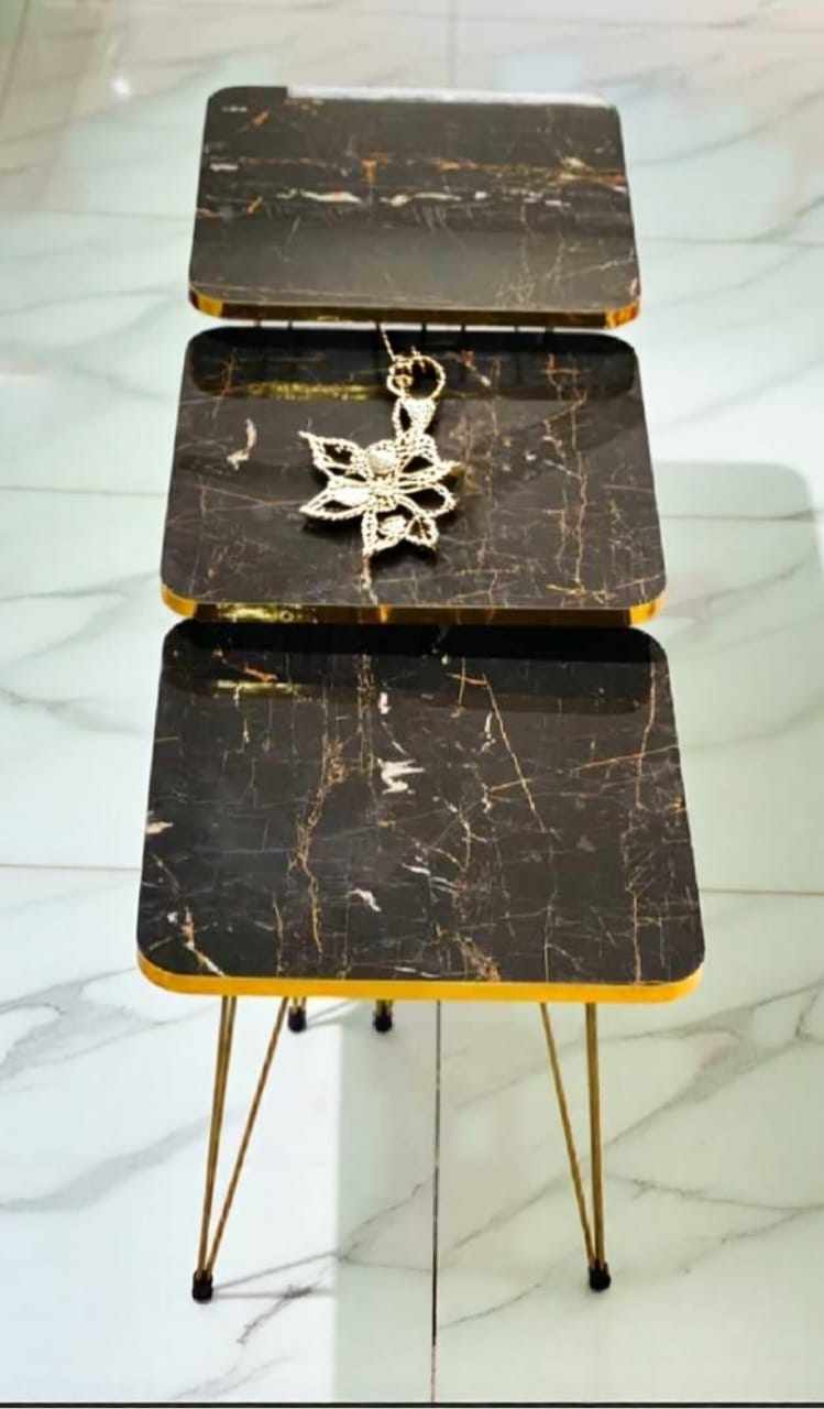 Modern High-Gloss Nesting Coffee Tables – Set of 3 (Five Unique Shapes) | Treasure's Decor