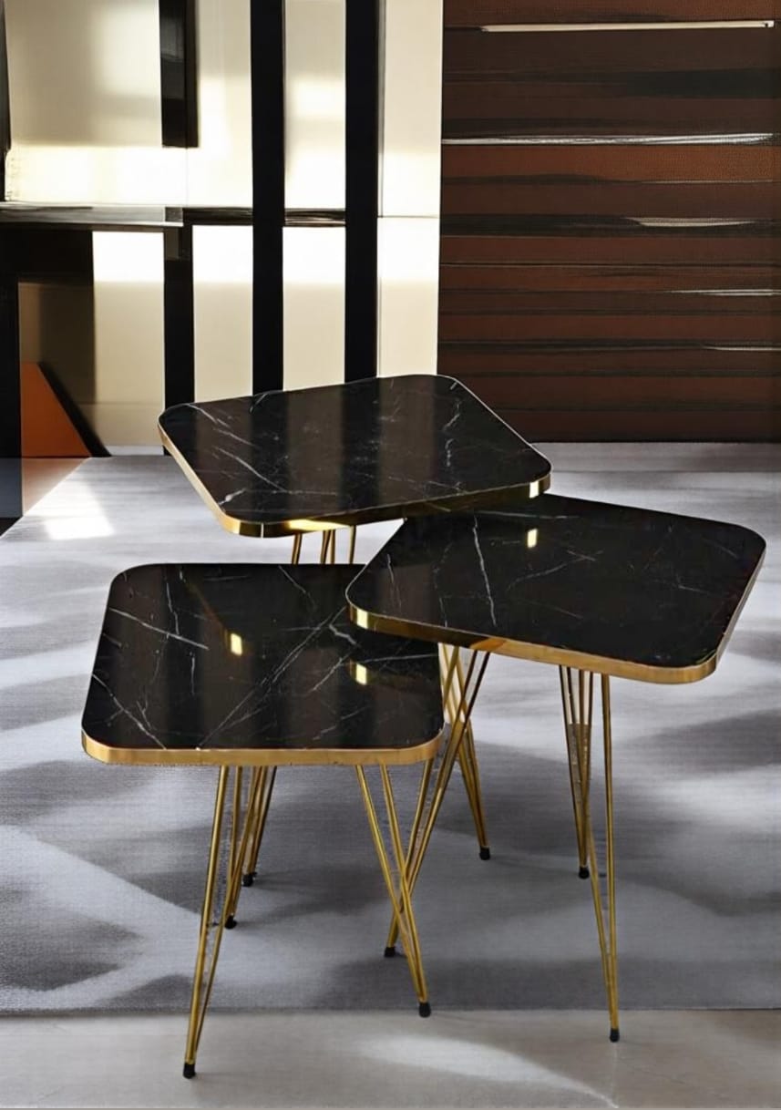 Modern High-Gloss Nesting Coffee Tables – Set of 3 (Five Unique Shapes) | Treasure's Decor