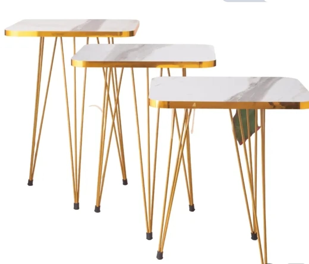 Modern High-Gloss Nesting Coffee Tables – Set of 3 (Five Unique Shapes) | Treasure's Decor