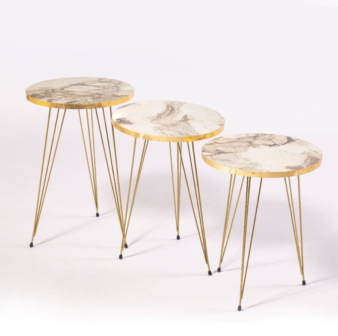 Modern High-Gloss Nesting Coffee Tables – Set of 3 (Five Unique Shapes) | Treasure's Decor