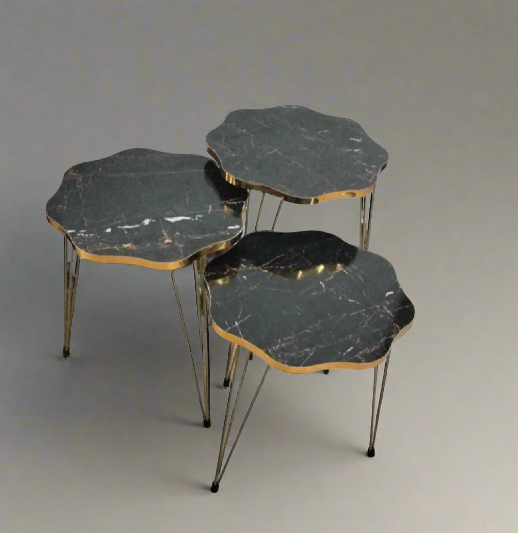 Modern High-Gloss Nesting Coffee Tables – Set of 3 (Five Unique Shapes) | Treasure's Decor