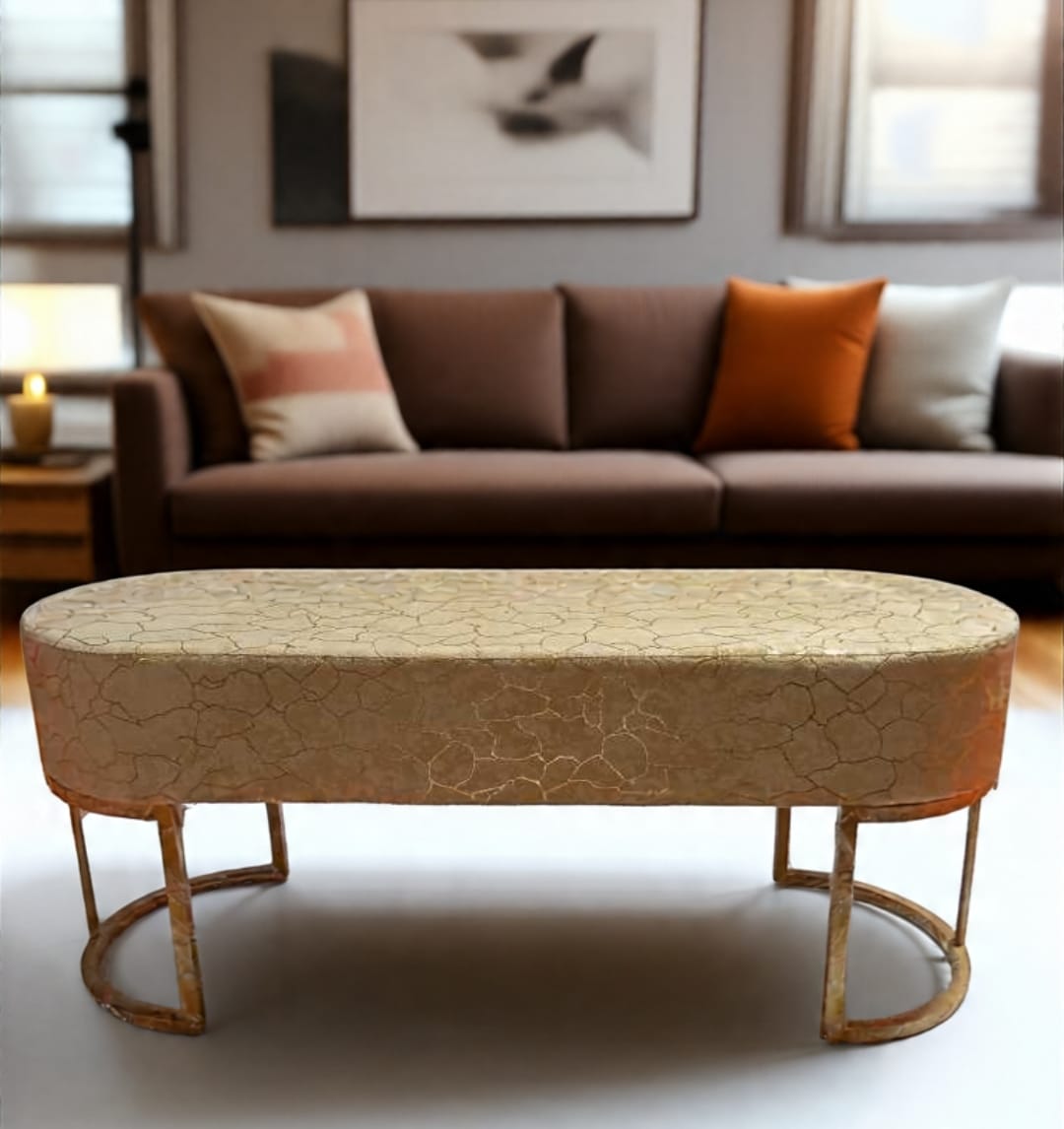 Luxury Velvet Bench with Gold Metal Legs – Modern Upholstered Ottoman for Bedroom & Living Room – Multiple Colors