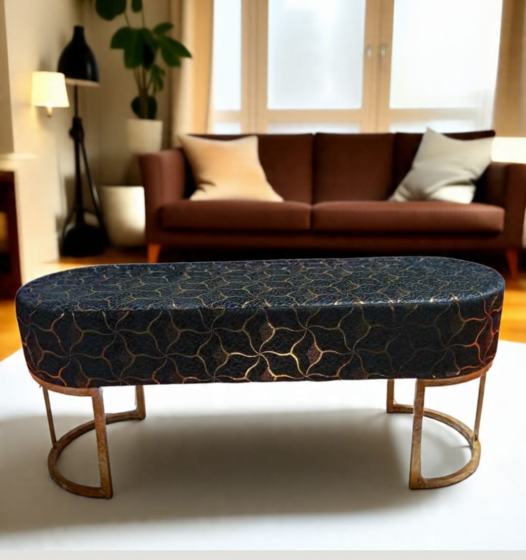 Luxury Velvet Bench with Gold Metal Legs – Modern Upholstered Ottoman for Bedroom & Living Room – Multiple Colors