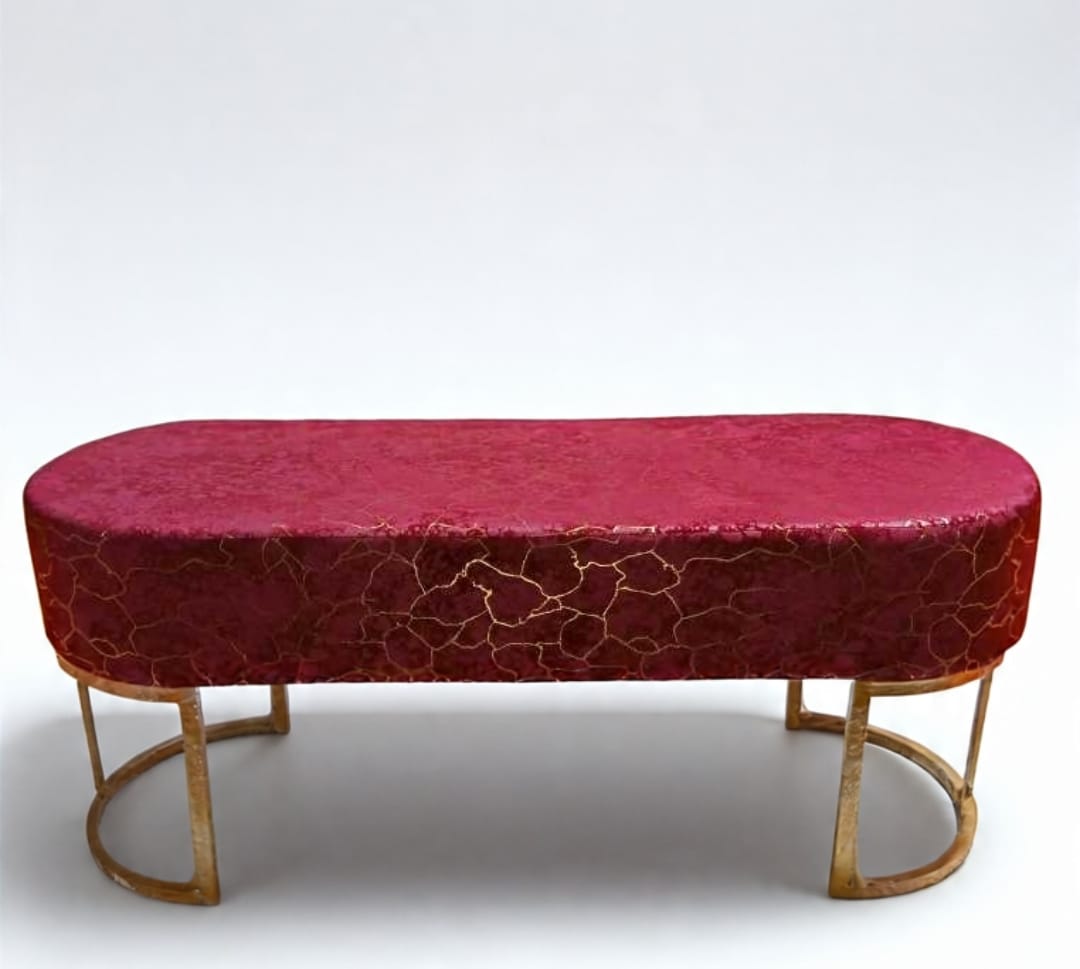 Luxury Velvet Bench with Gold Metal Legs – Modern Upholstered Ottoman for Bedroom & Living Room – Multiple Colors