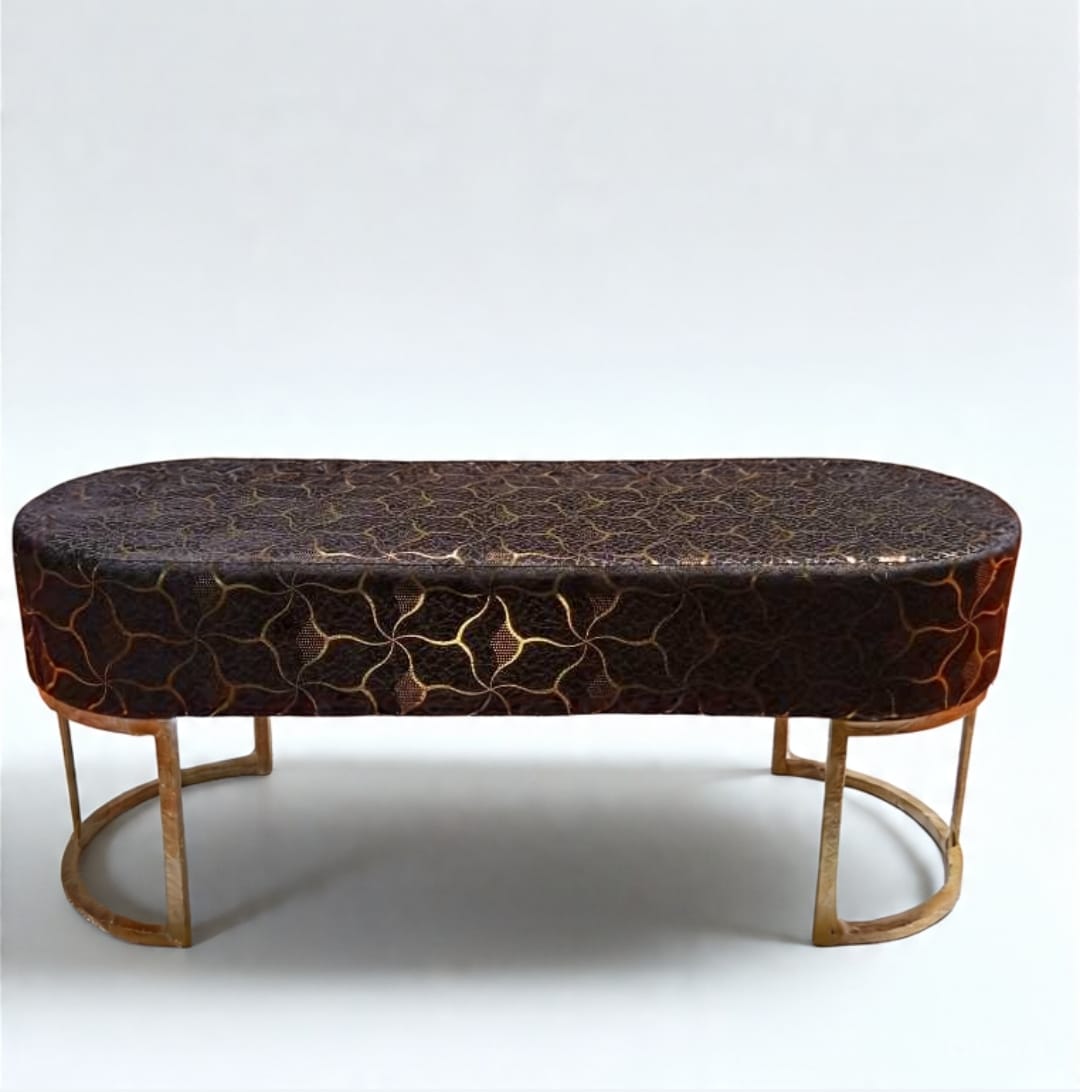 Luxury Velvet Bench with Gold Metal Legs – Modern Upholstered Ottoman for Bedroom & Living Room – Multiple Colors