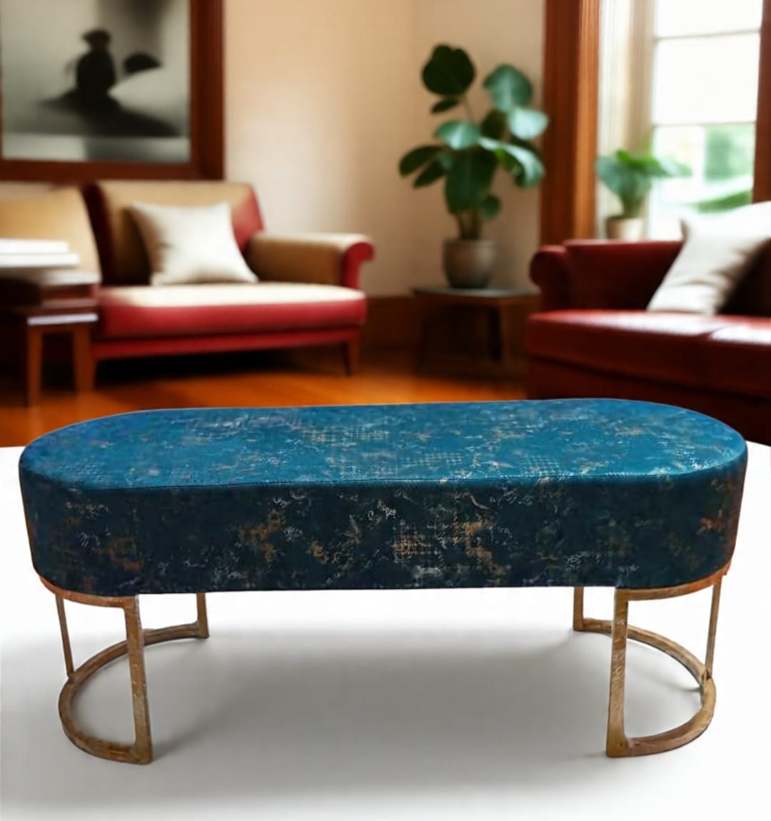 Luxury Velvet Bench with Gold Metal Legs – Modern Upholstered Ottoman for Bedroom & Living Room – Multiple Colors