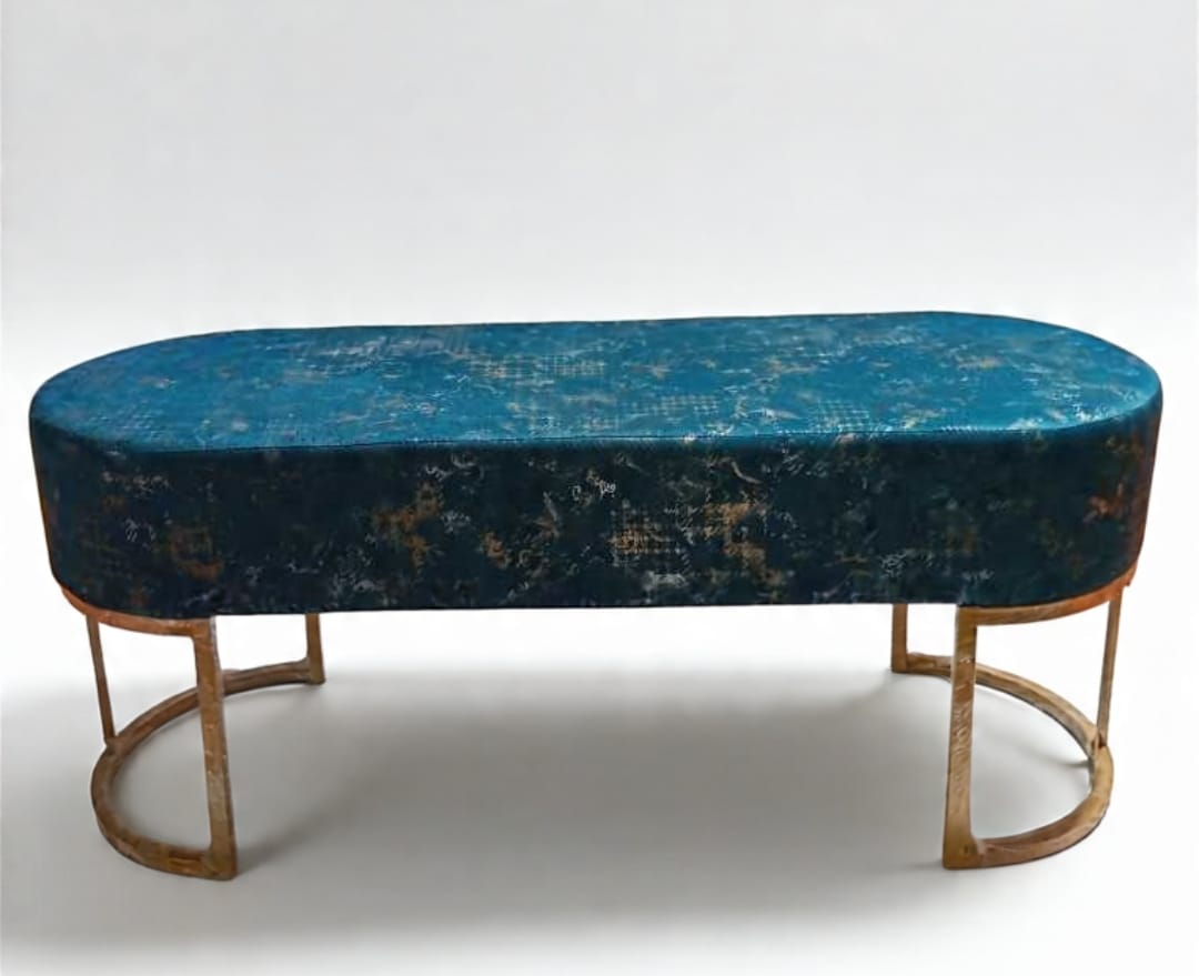Luxury Velvet Bench with Gold Metal Legs – Modern Upholstered Ottoman for Bedroom & Living Room – Multiple Colors