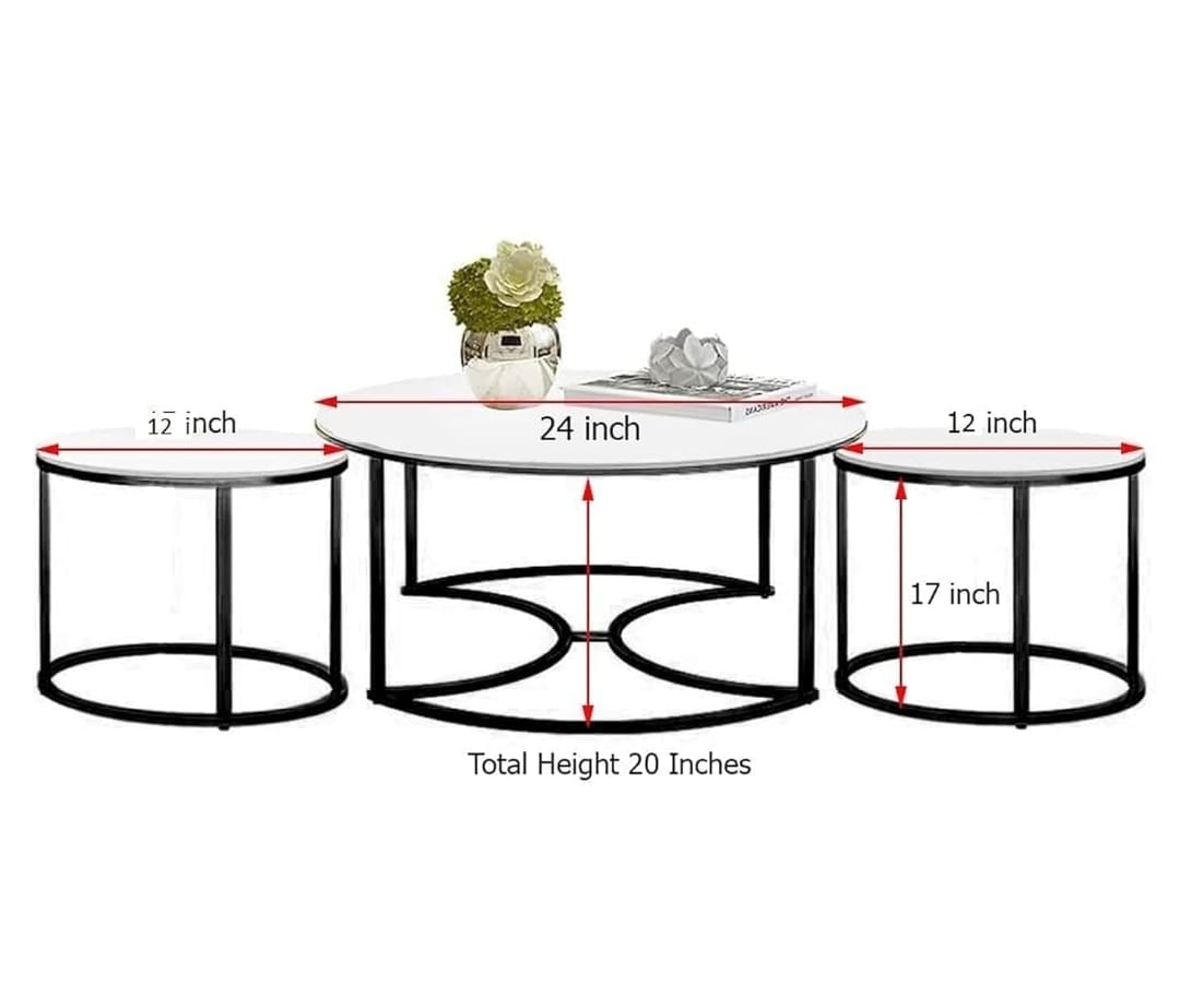 Luxury 3-Piece Nesting Coffee Table Set – High-Gloss UV Wooden Top (White or Black) with Golden Metal Base