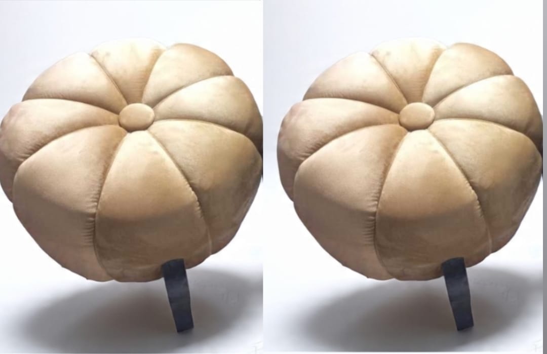 Premium Velvet Pumpkin Ottoman Stool with Wooden Legs – Plush Round Pouf for Living Room & Bedroom Décor | Multiple Colors Available