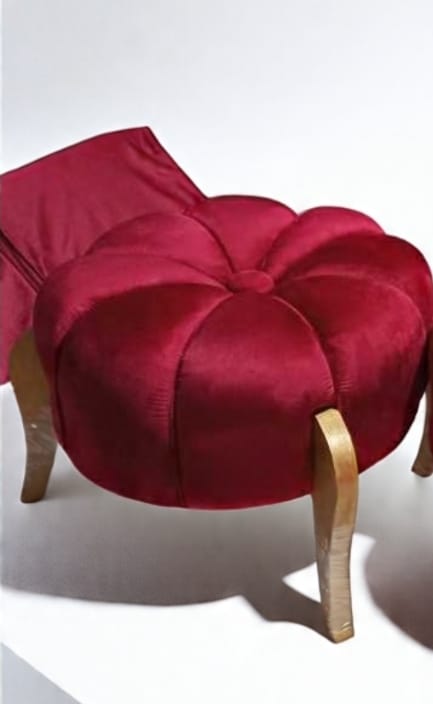 Premium Velvet Pumpkin Ottoman Stool with Wooden Legs – Plush Round Pouf for Living Room & Bedroom Décor | Multiple Colors Available