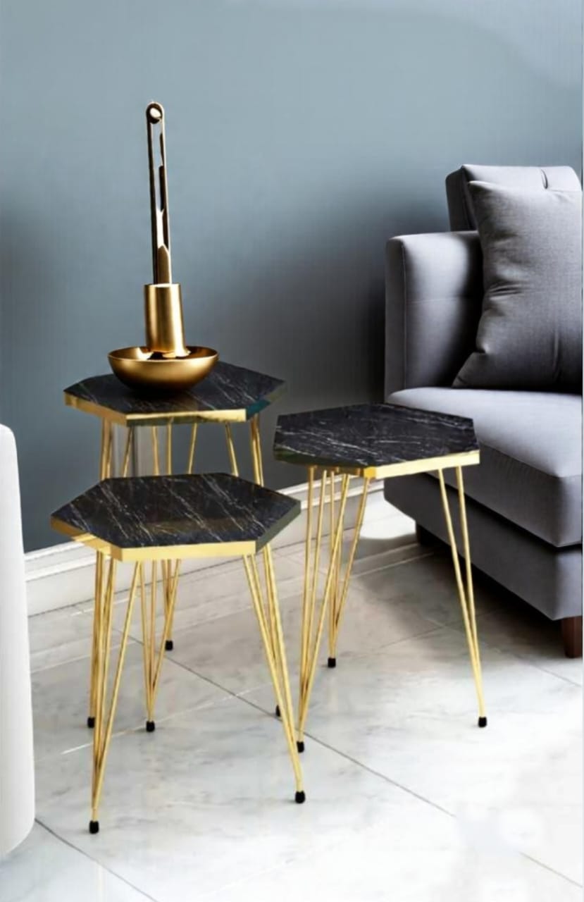 Modern High-Gloss Nesting Coffee Tables – Set of 3 (Five Unique Shapes) | Treasure's Decor