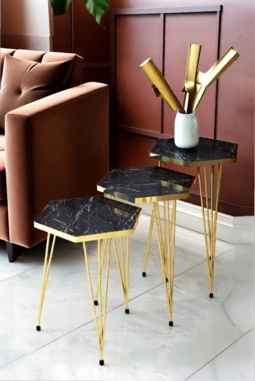 Modern High-Gloss Nesting Coffee Tables – Set of 3 (Five Unique Shapes) | Treasure's Decor