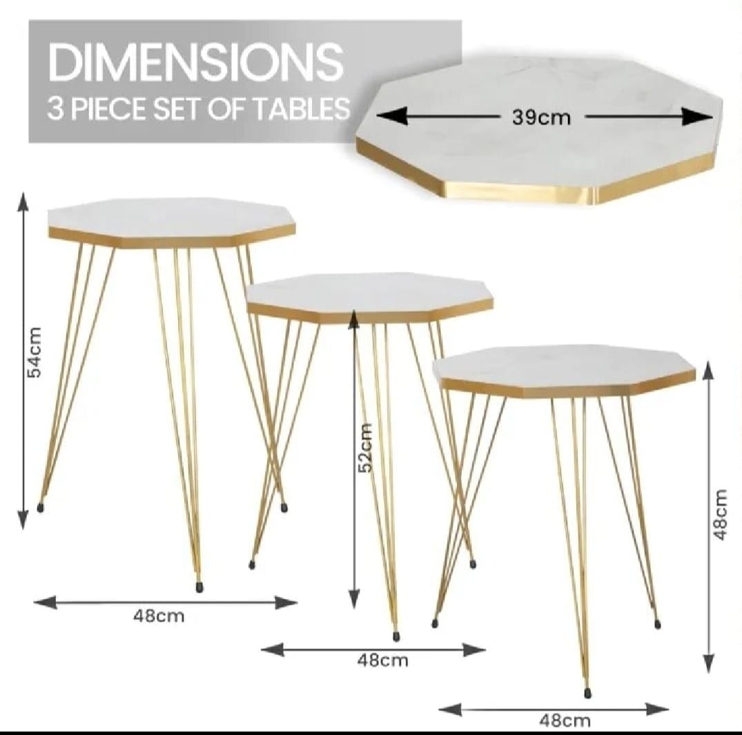 Modern High-Gloss Nesting Coffee Tables – Set of 3 (Five Unique Shapes) | Treasure's Decor