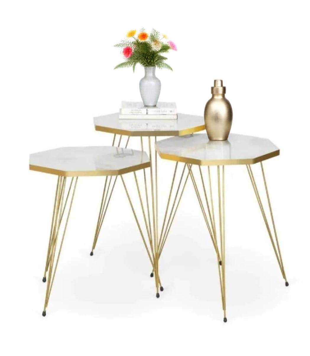 Modern High-Gloss Nesting Coffee Tables – Set of 3 (Five Unique Shapes) | Treasure's Decor