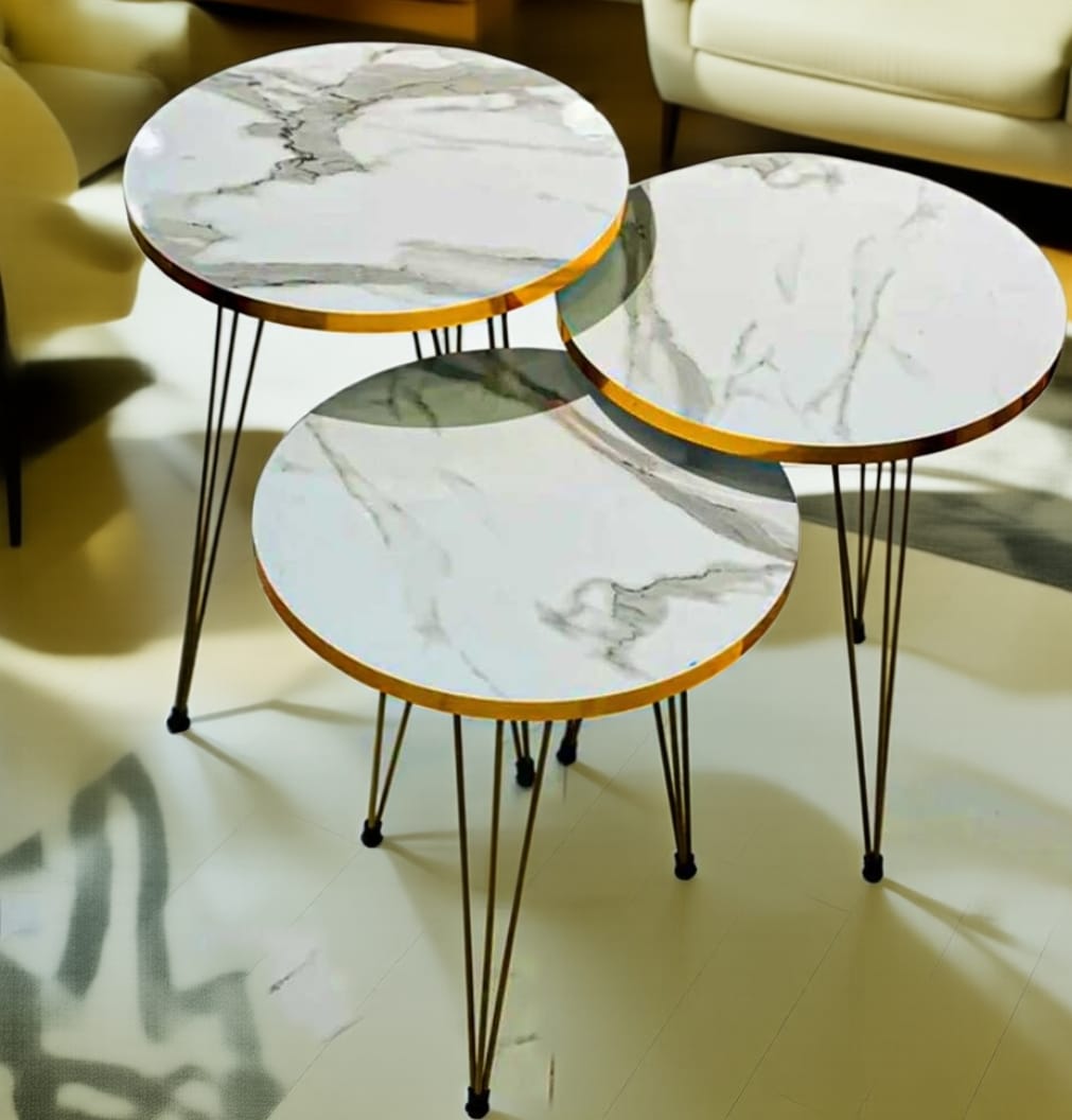 Modern High-Gloss Nesting Coffee Tables – Set of 3 (Five Unique Shapes) | Treasure's Decor