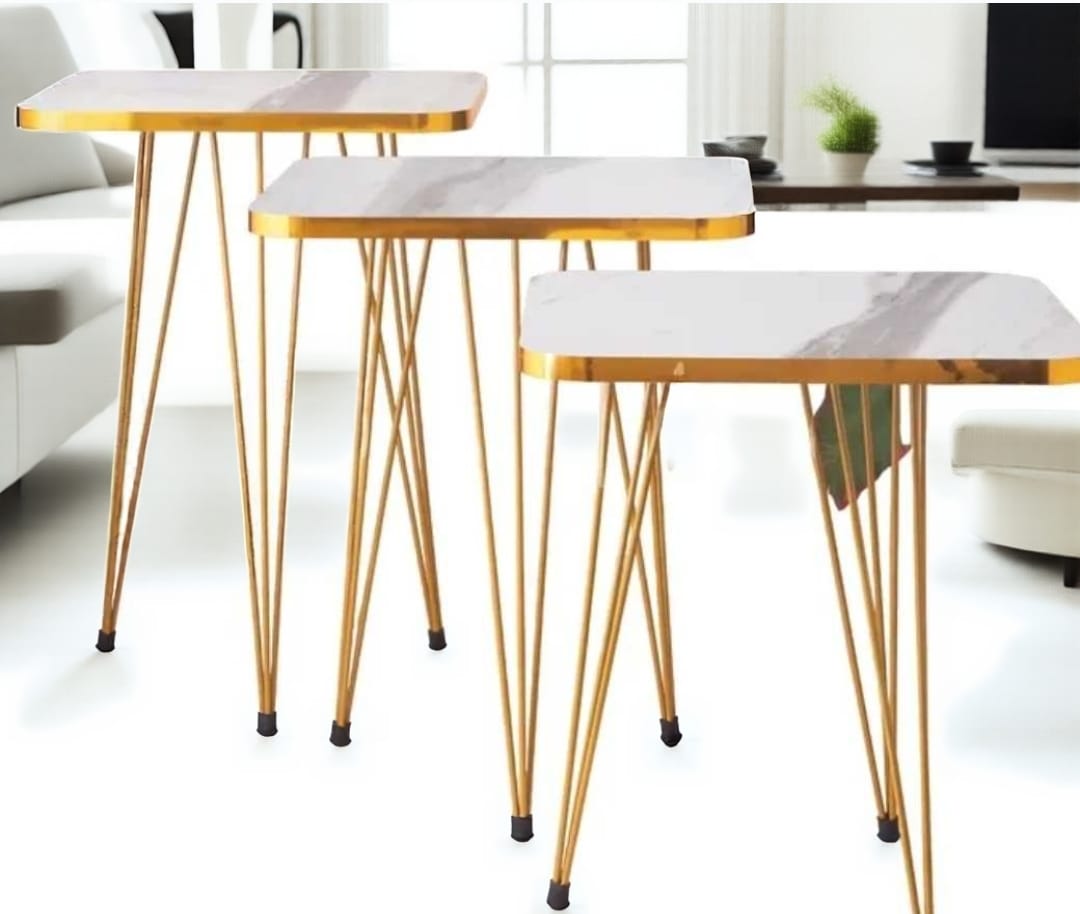 Modern High-Gloss Nesting Coffee Tables – Set of 3 (Five Unique Shapes) | Treasure's Decor