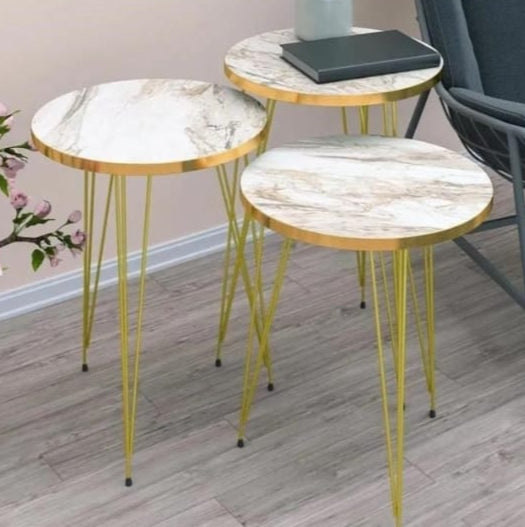 Modern High-Gloss Nesting Coffee Tables – Set of 3 (Five Unique Shapes) | Treasure's Decor